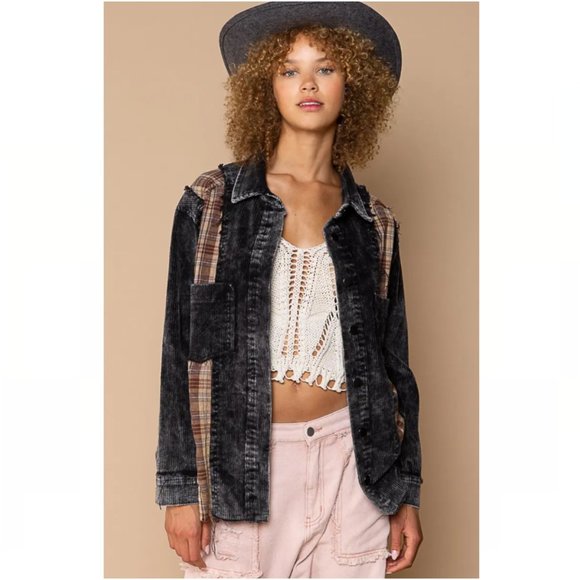 POL Corduroy and Plaid Shirt Jacket - Picture 9 of 9